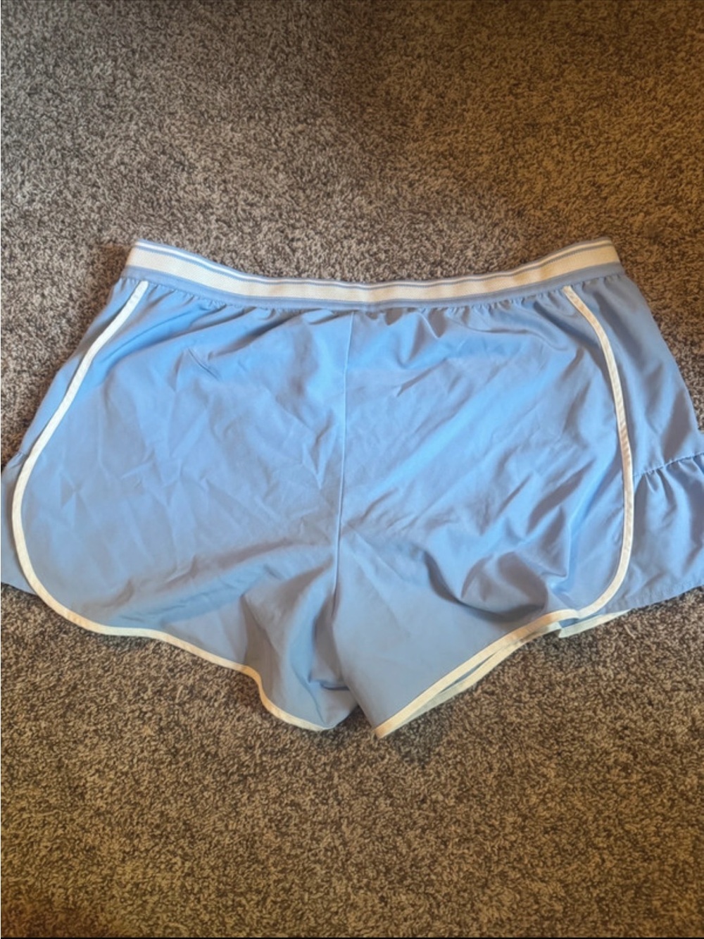 Light Blue Athletic Shorts with White Trim & Ruffle